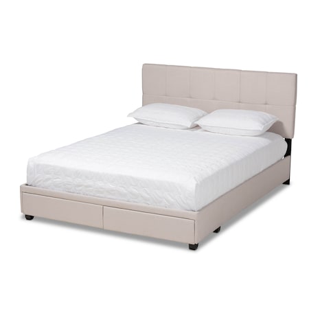 Baxton Studio Netti Beige Upholstered 2-Drawer King Size Platform Storage Bed 161-10222